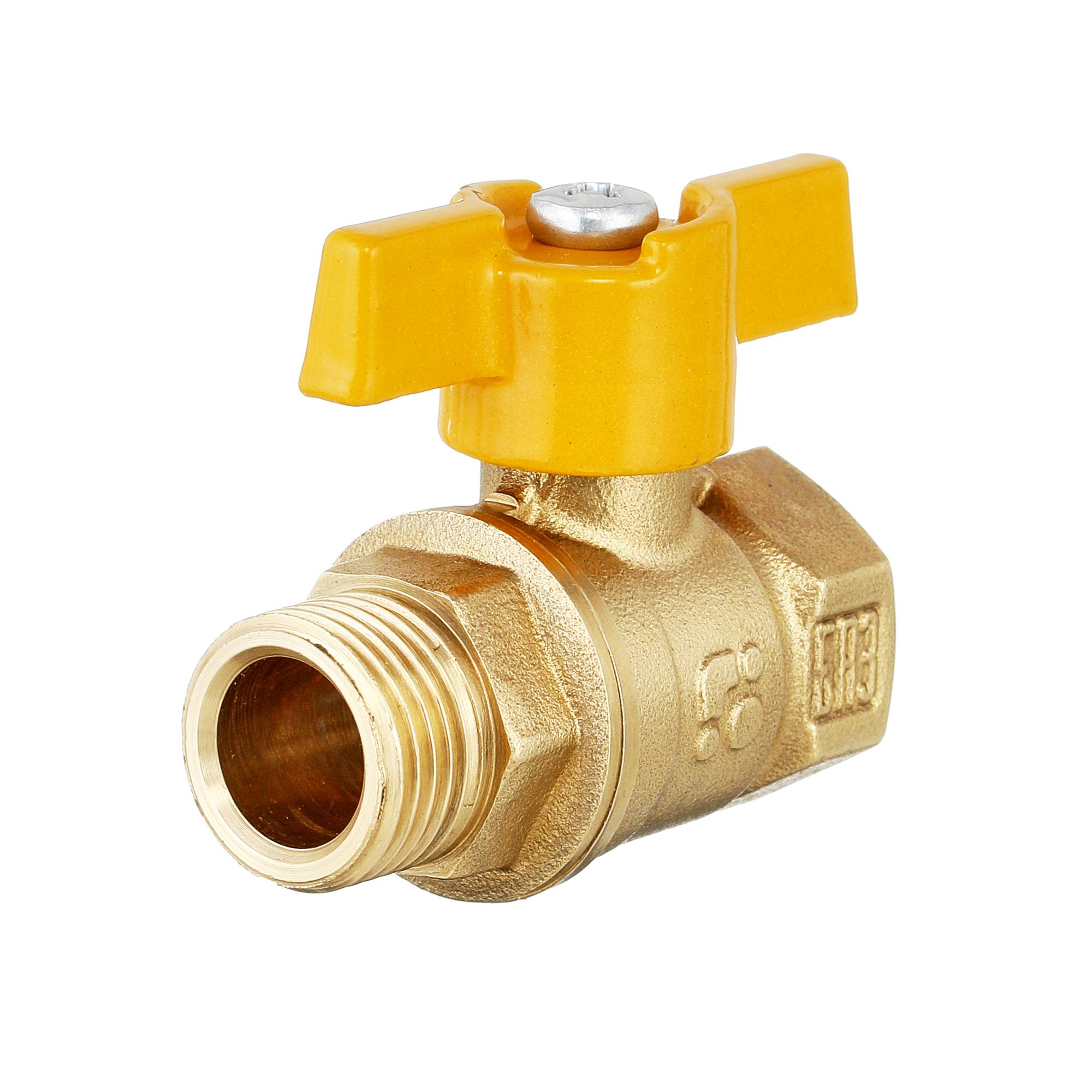 Кран шаровый латунныйБАЗ  11б27п газ ВР/НР Ду 15 (1/2") Ру 40 бабочка 