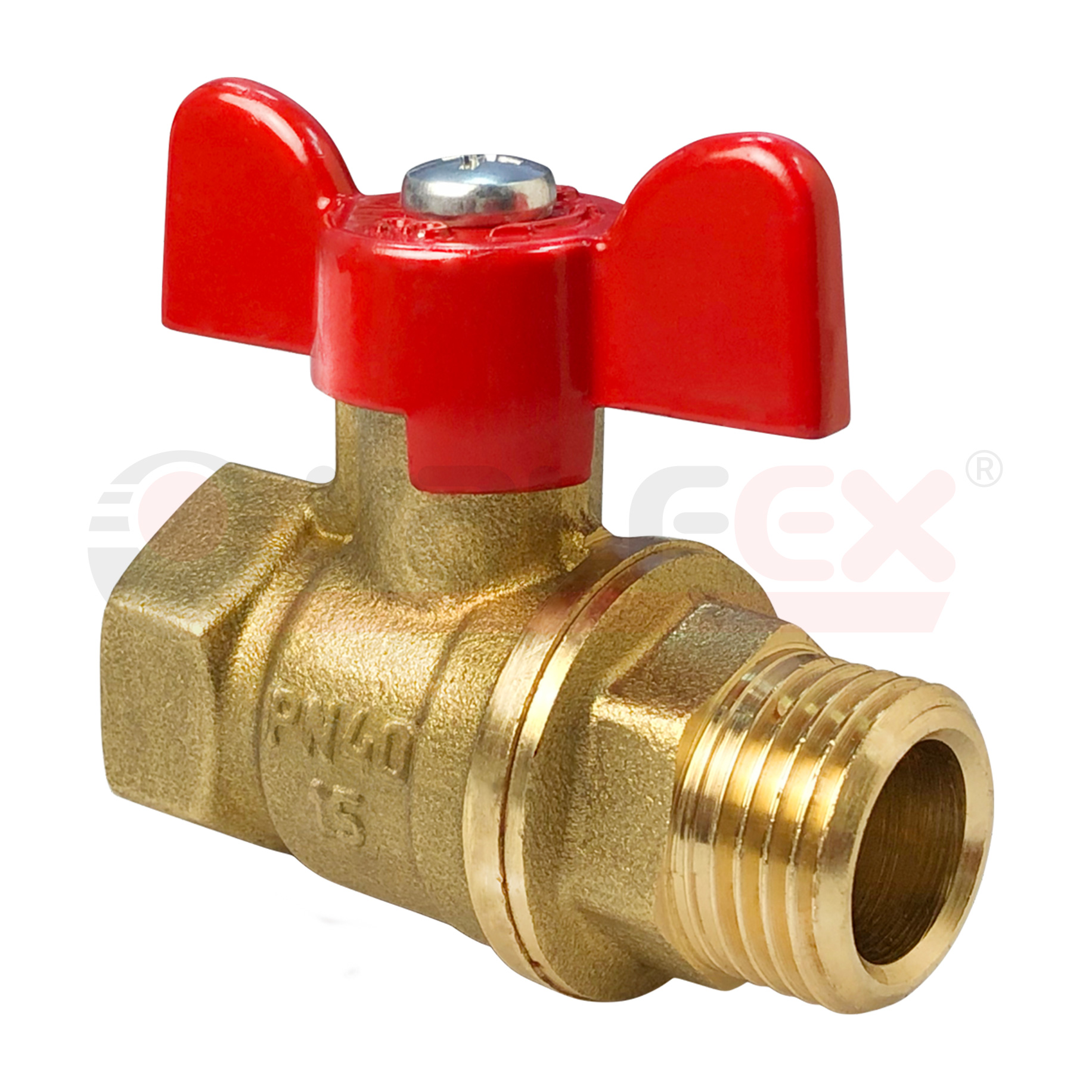 Кран шаровый латунныйVALFEX STANDART 11б27п1 вода ВР/НР Ду 20 (3/4") Ру 40 бабочка 